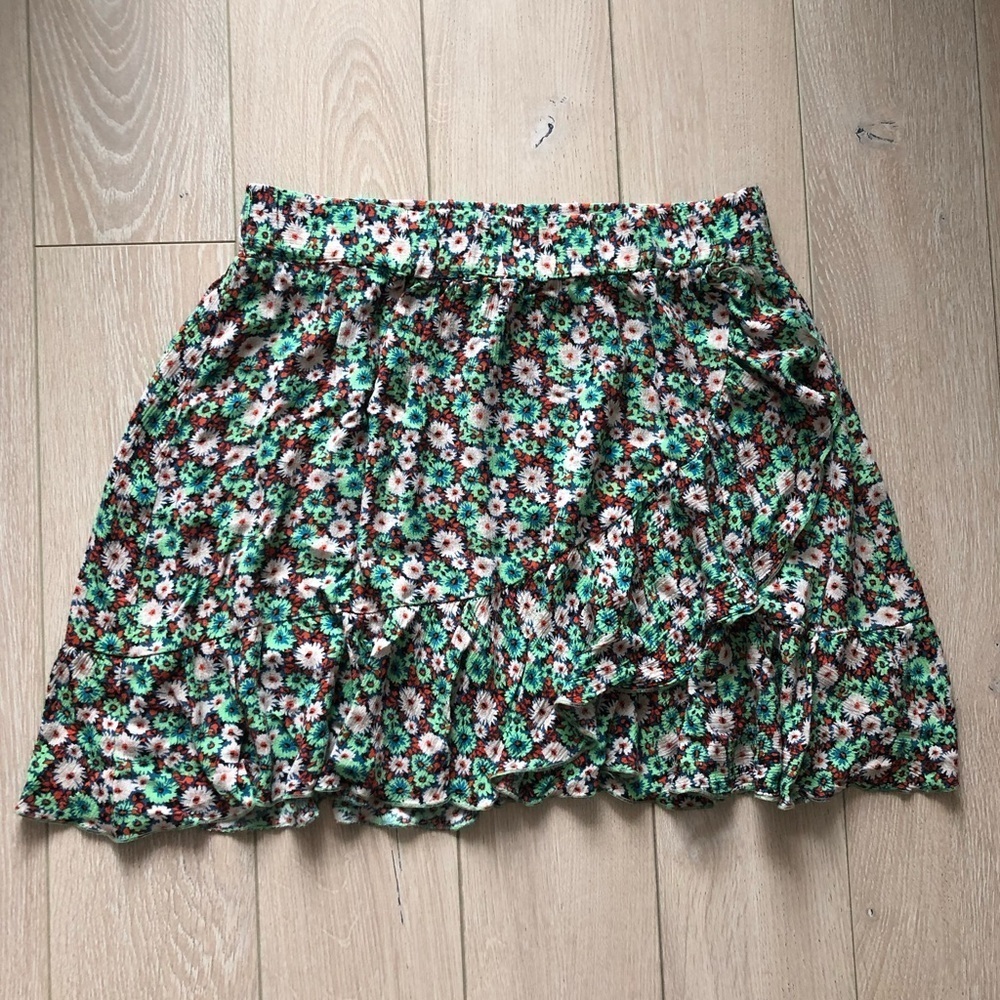 Zara Floral Wrap Mini Skirt